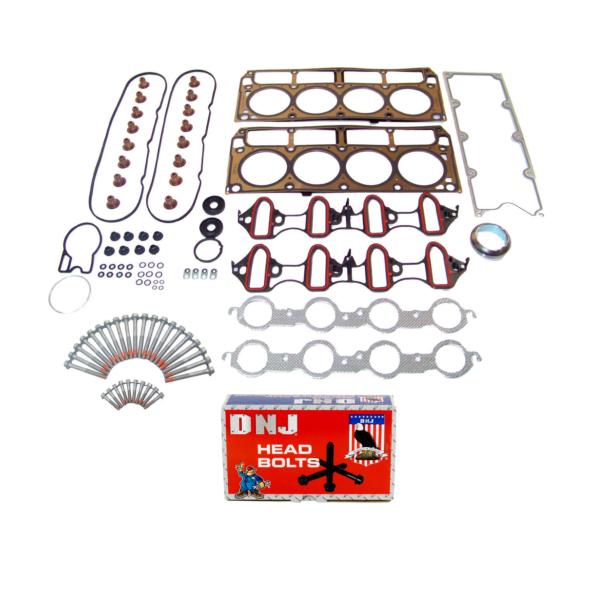 Cylinder Head Gasket Set with Head Bolt Kit for 2004-2008 Buick, Cadillac, Chevrolet, GMC, Isuzu 4.8L-5.3L V8