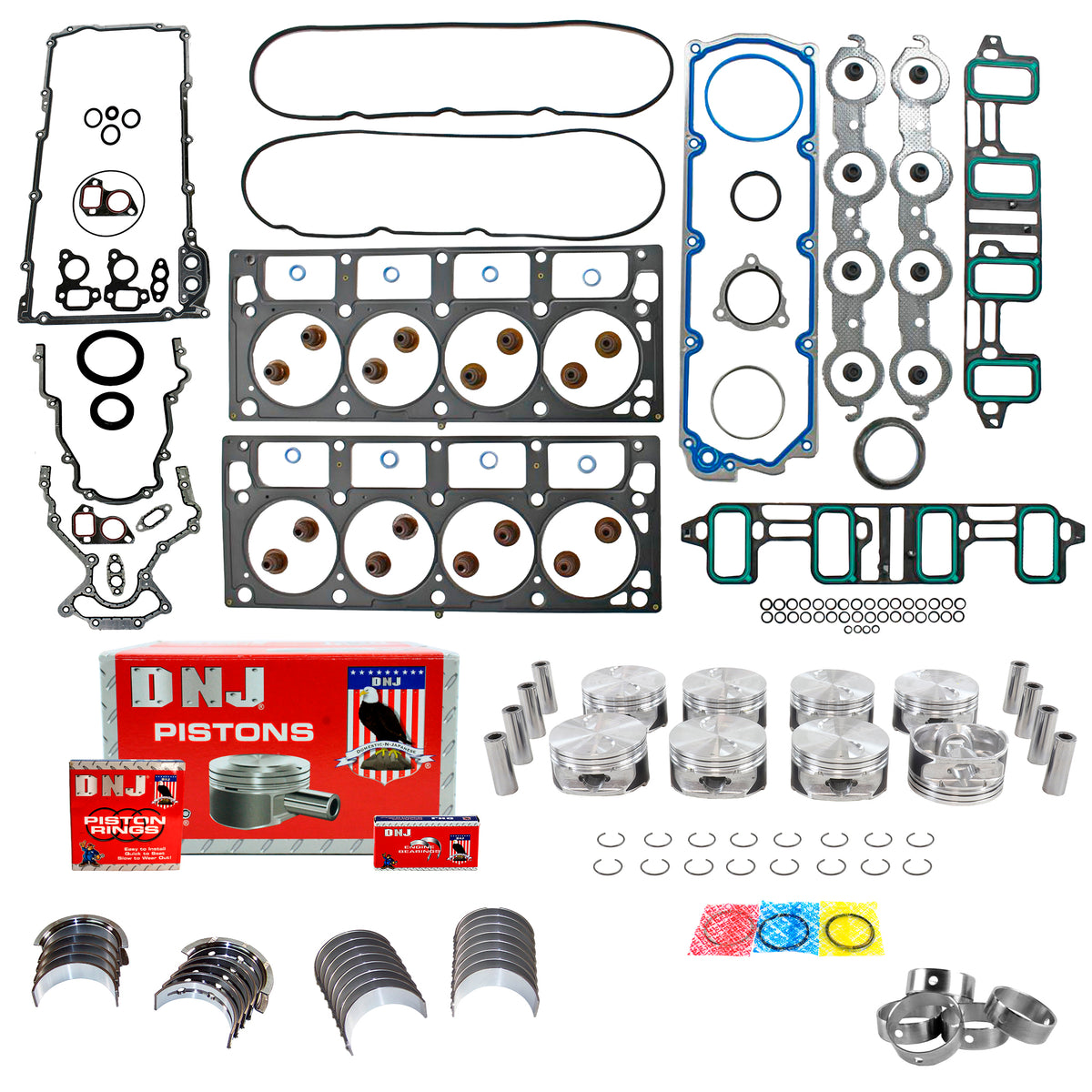 Pistons Main Rod Bearings Fit 99-03 Chevrolet Express 2500 GMC Hummer 6